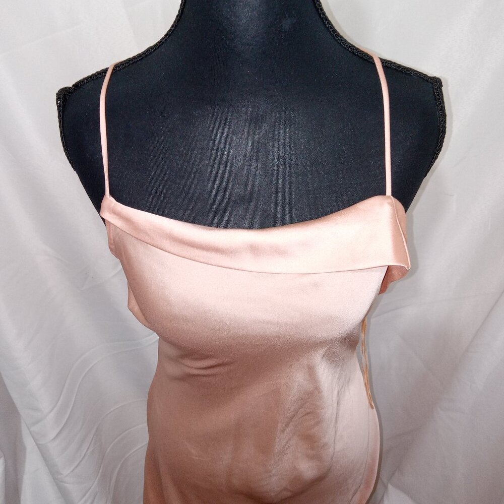 ASTR The Label Satin Cowl Neck Midi Dress Blush Strappy Lace Up Back Slip S - Picture 9 of 13